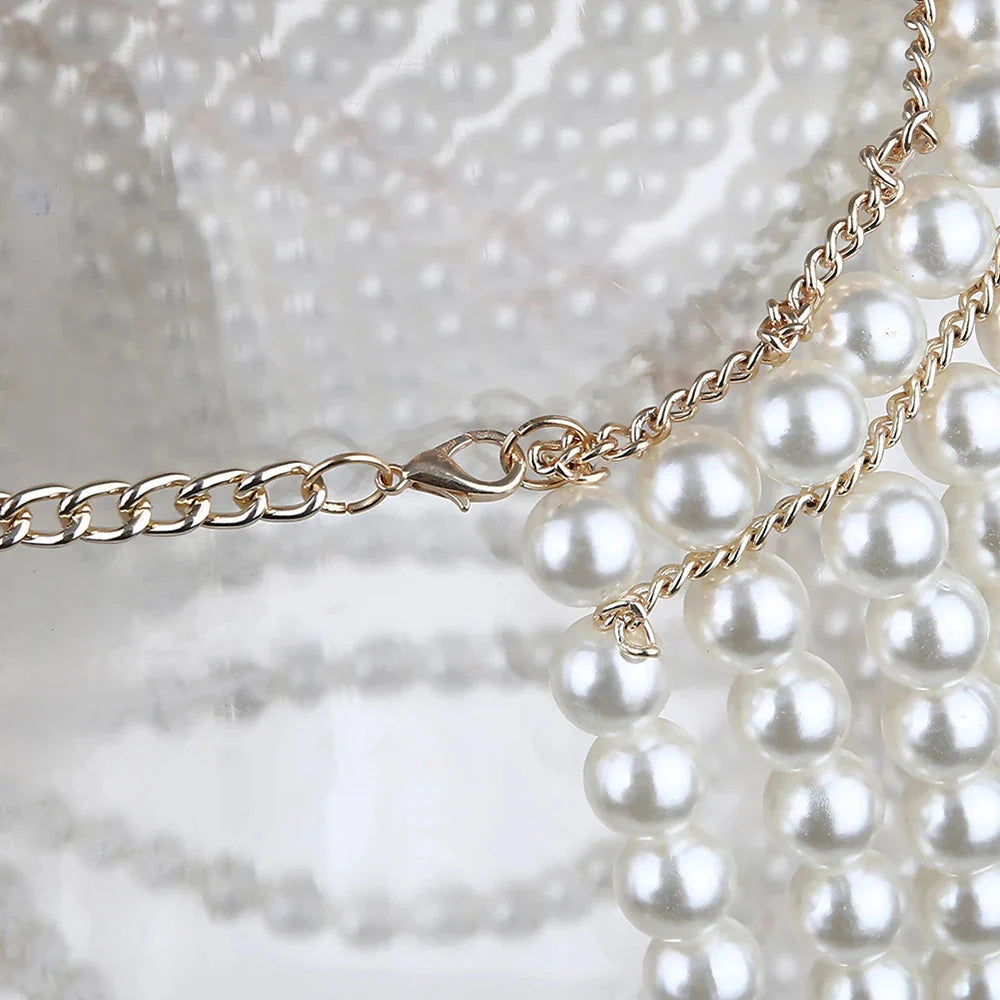 Body Chain Jewelry – Pearl Body Harness for Festivals and Parties