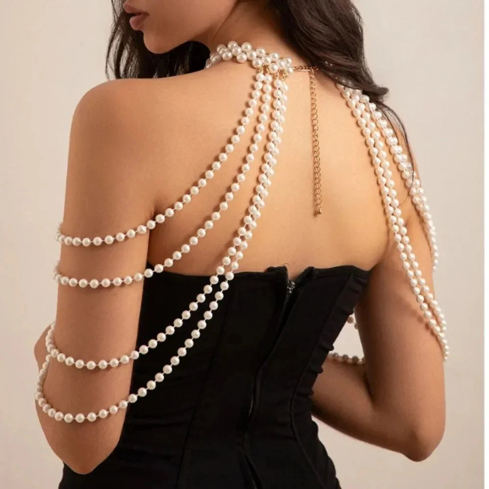 Body Chain Necklace – Glamorous Pearl Design for Festivals and Parties