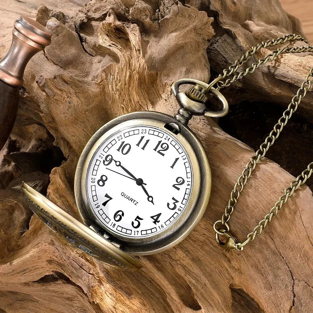 Steampunk Pocket Watch – Vintage Quartz Timepiece with Elegant Design