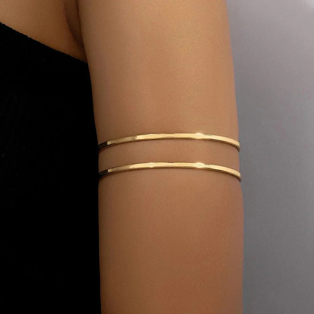 Gold Cuff Bracelet – Adjustable Glam Arm Jewelry for Women