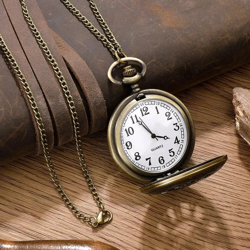 Steampunk Pocket Watch – Vintage Quartz Timepiece with Elegant Design