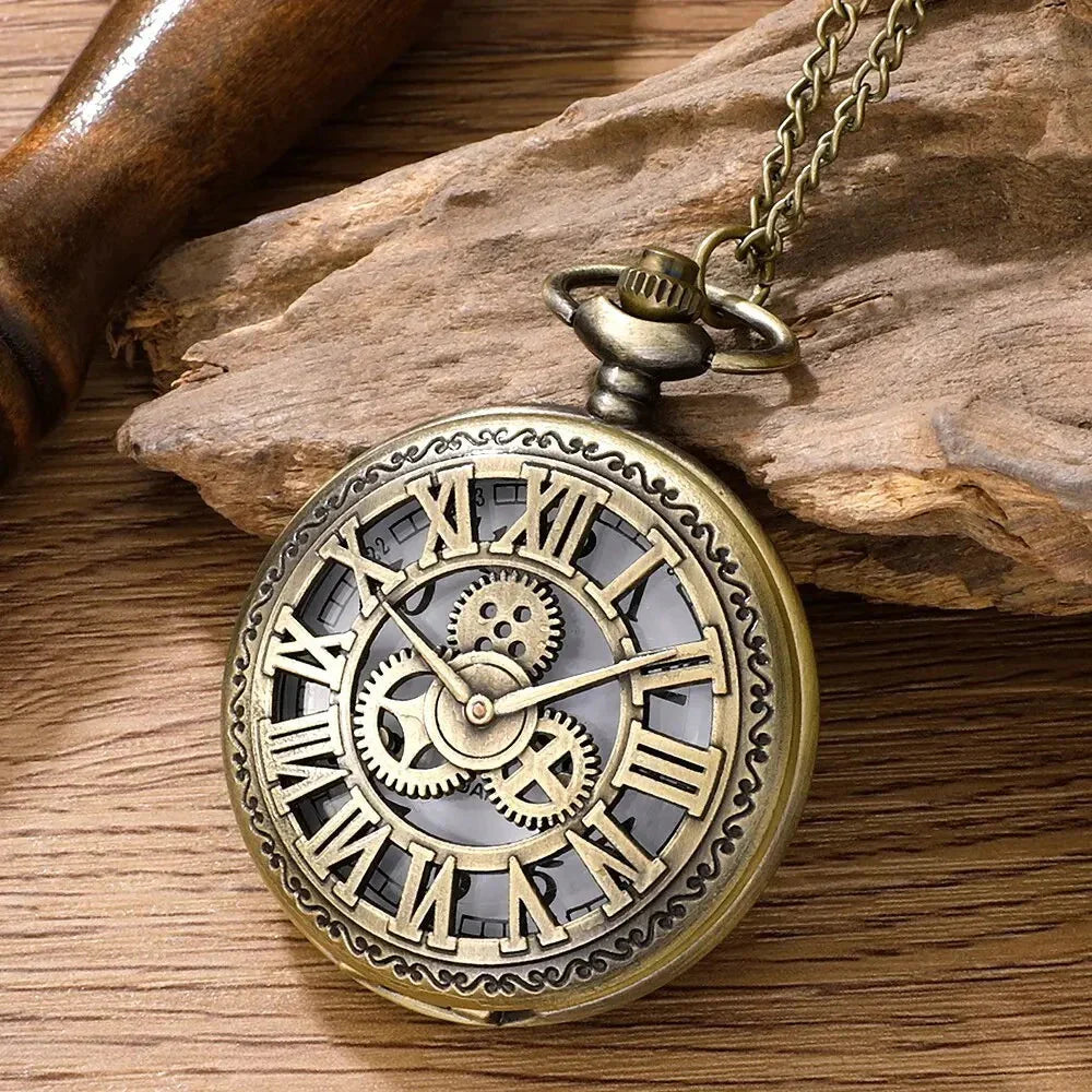 Steampunk Pocket Watch – Vintage Quartz Timepiece with Elegant Design