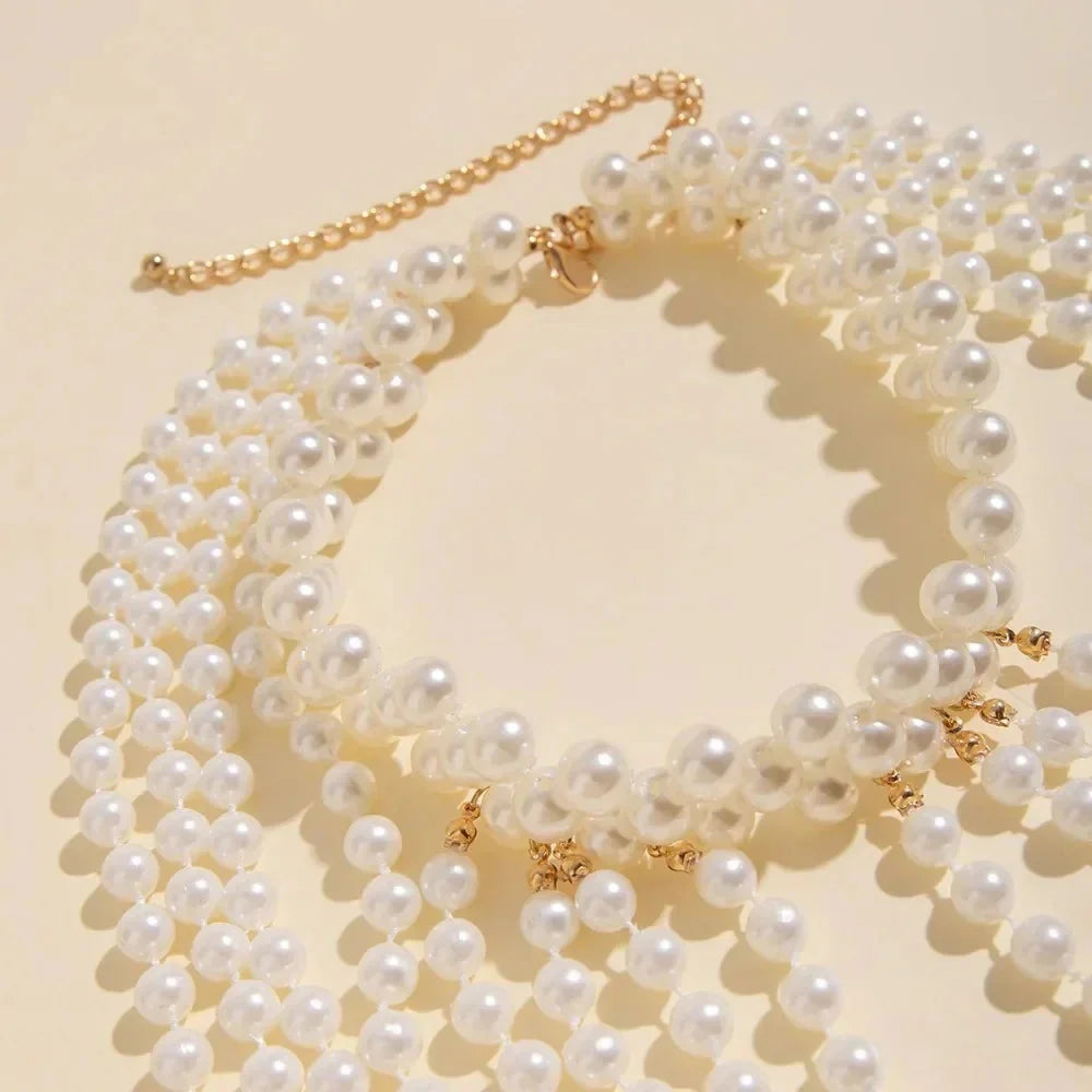 Body Chain Necklace – Glamorous Pearl Design for Festivals and Parties