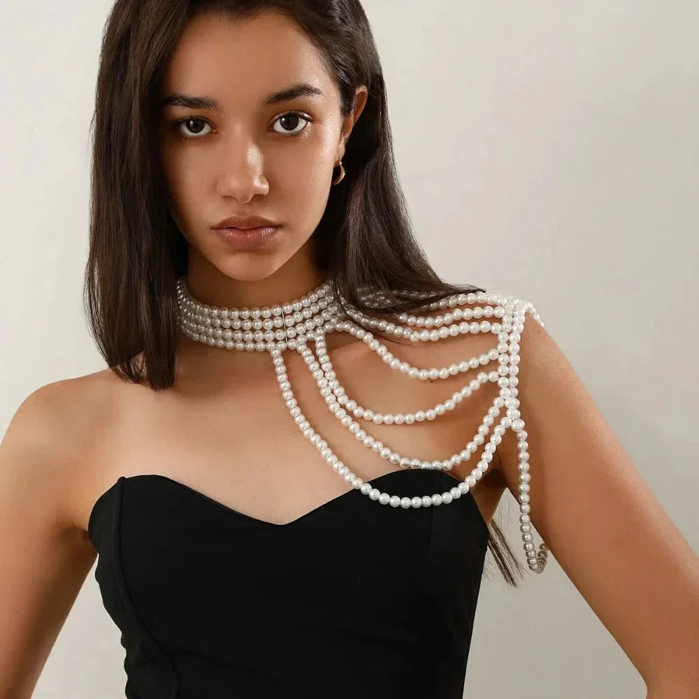 Body Chain Necklace – Glamorous Pearl Design for Festivals and Parties
