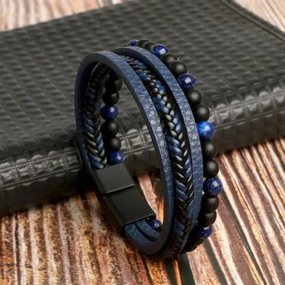 Leather Wrap Bracelet – Tiger Eye Beaded Jewelry for Men and Women