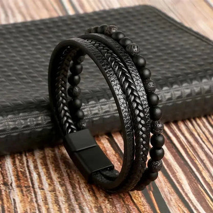 Leather Wrap Bracelet – Tiger Eye Beaded Jewelry for Men and Women