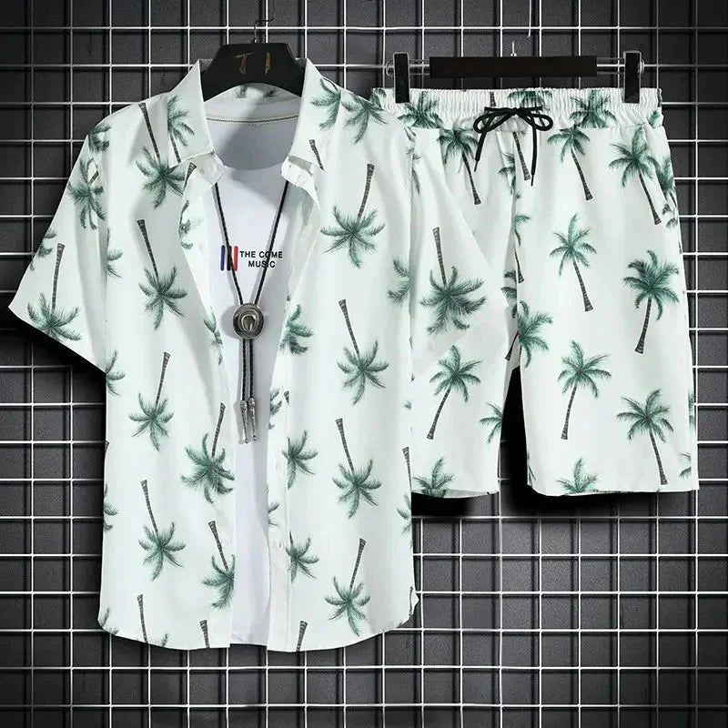 Men's Hawaiian Shirt Set – Quick Dry Tropical Print Outfit