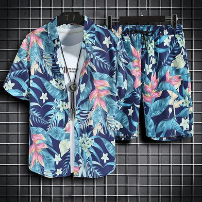 Men's Hawaiian Shirt Set – Quick Dry Tropical Print Outfit