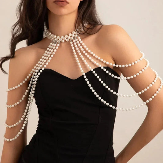 Body Chain Necklace – Glamorous Pearl Design for Festivals and Parties