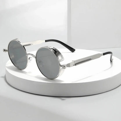 Round Steampunk Sunglasses – Vintage Metal Eyewear for Retro Style