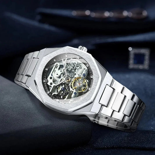 Luxury Skeleton Watch – Men's Automatic Timepiece with Transparent Design