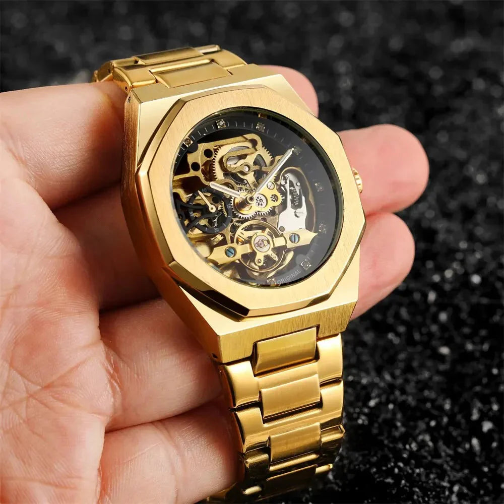 Luxury Skeleton Watch – Men's Automatic Timepiece with Transparent Design