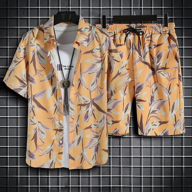 Men's Hawaiian Shirt Set – Quick Dry Tropical Print Outfit