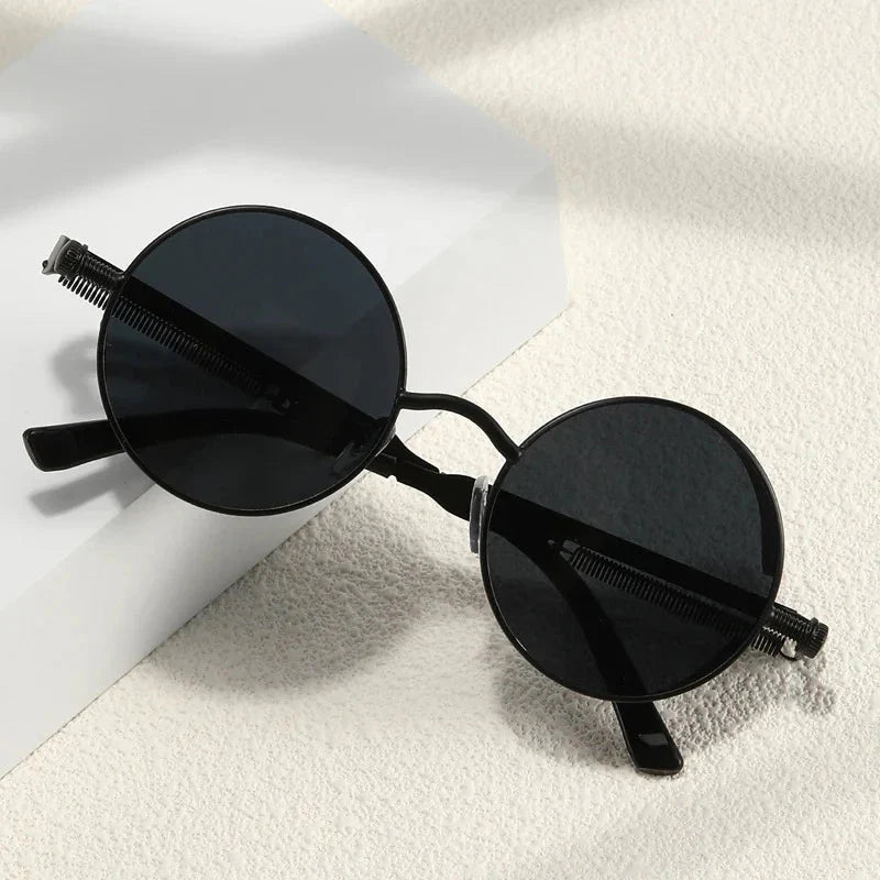 Round Steampunk Sunglasses – Vintage Metal Eyewear for Retro Style