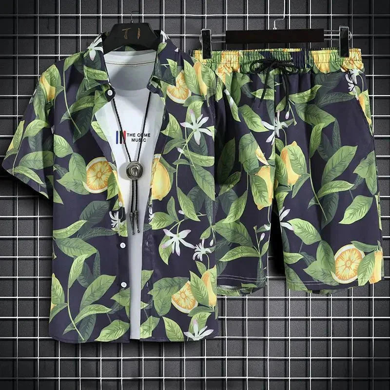 Men's Hawaiian Shirt Set – Quick Dry Tropical Print Outfit