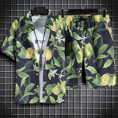Men's Hawaiian Shirt Set – Quick Dry Tropical Print Outfit